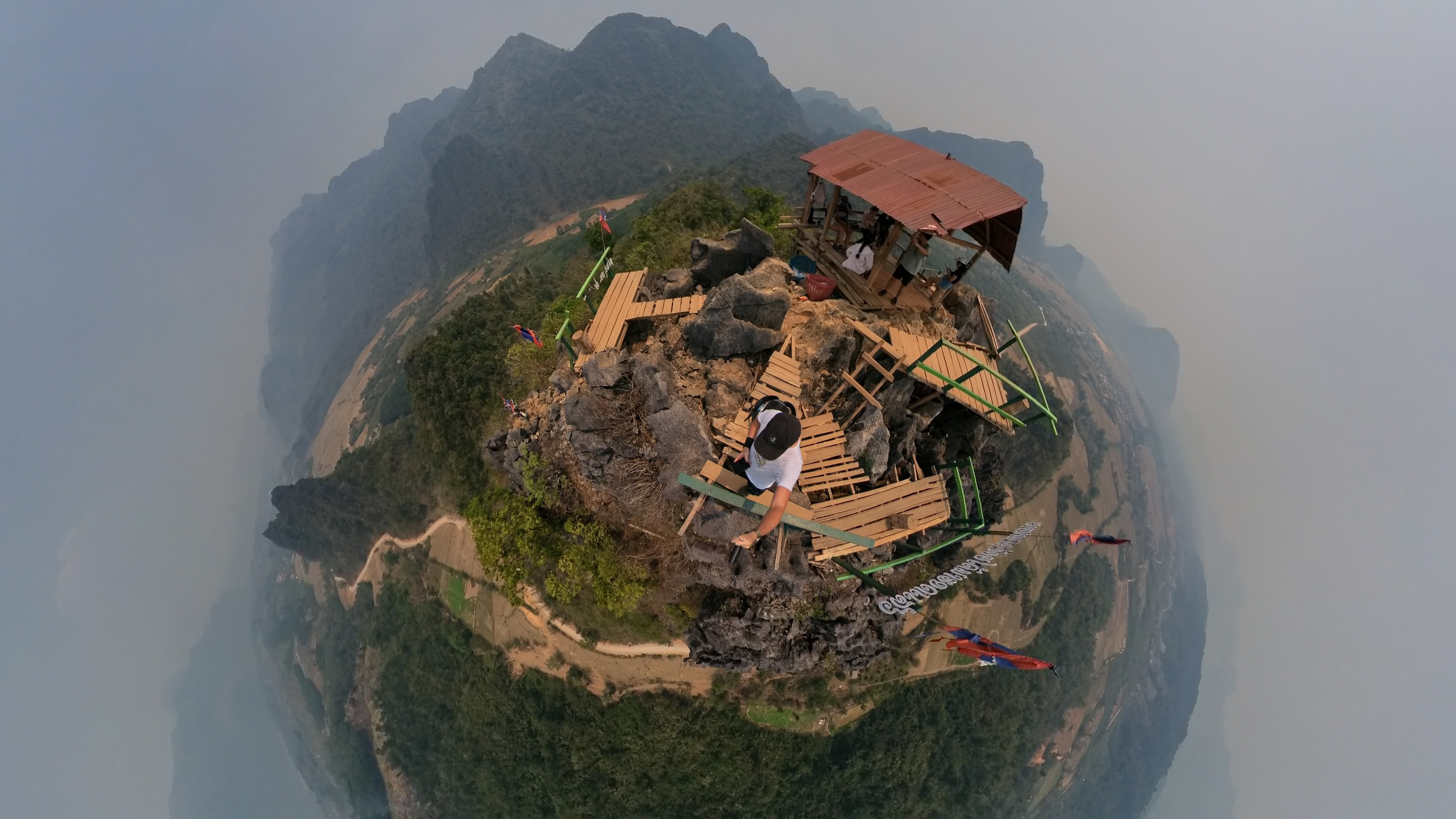 Tiny Planet 360 image from the top of Nam Xay Viewpoint